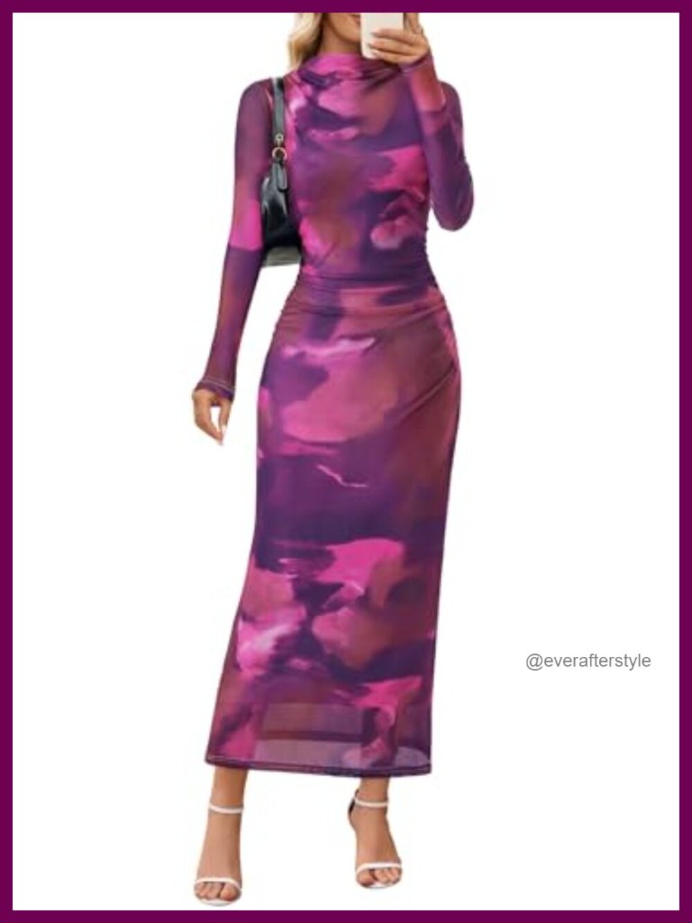 Long Sleeve Mock Neck Bodycon Maxi Dress